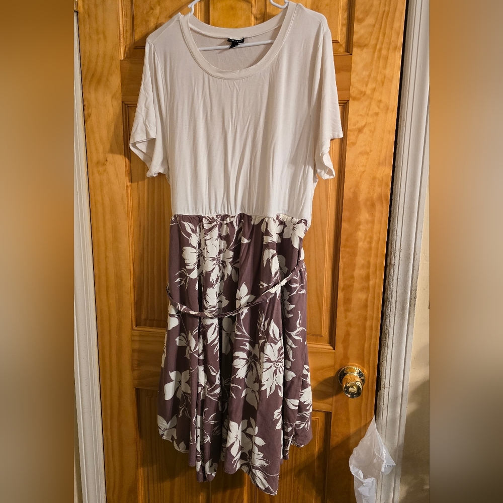 Torrid Floral White and Brown Dress